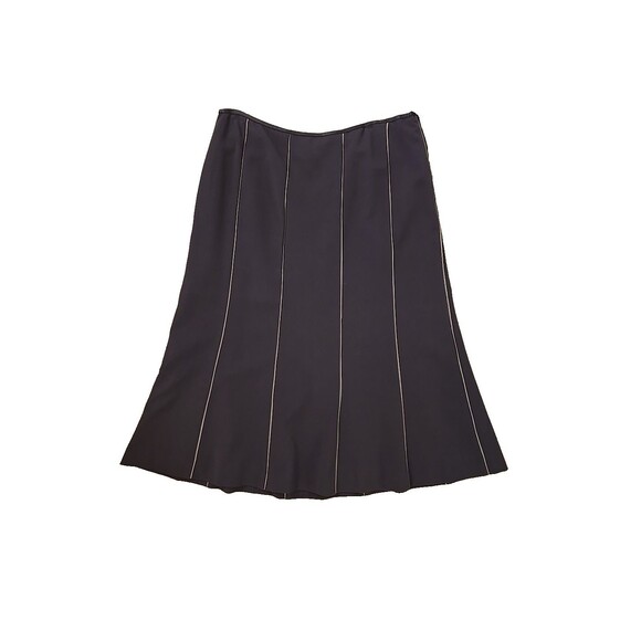 Vtg Academia Brown A Line Paneled Skirt Womens 12 Tan Trim Modest Sigrid Olsen - Picture 8 of 8